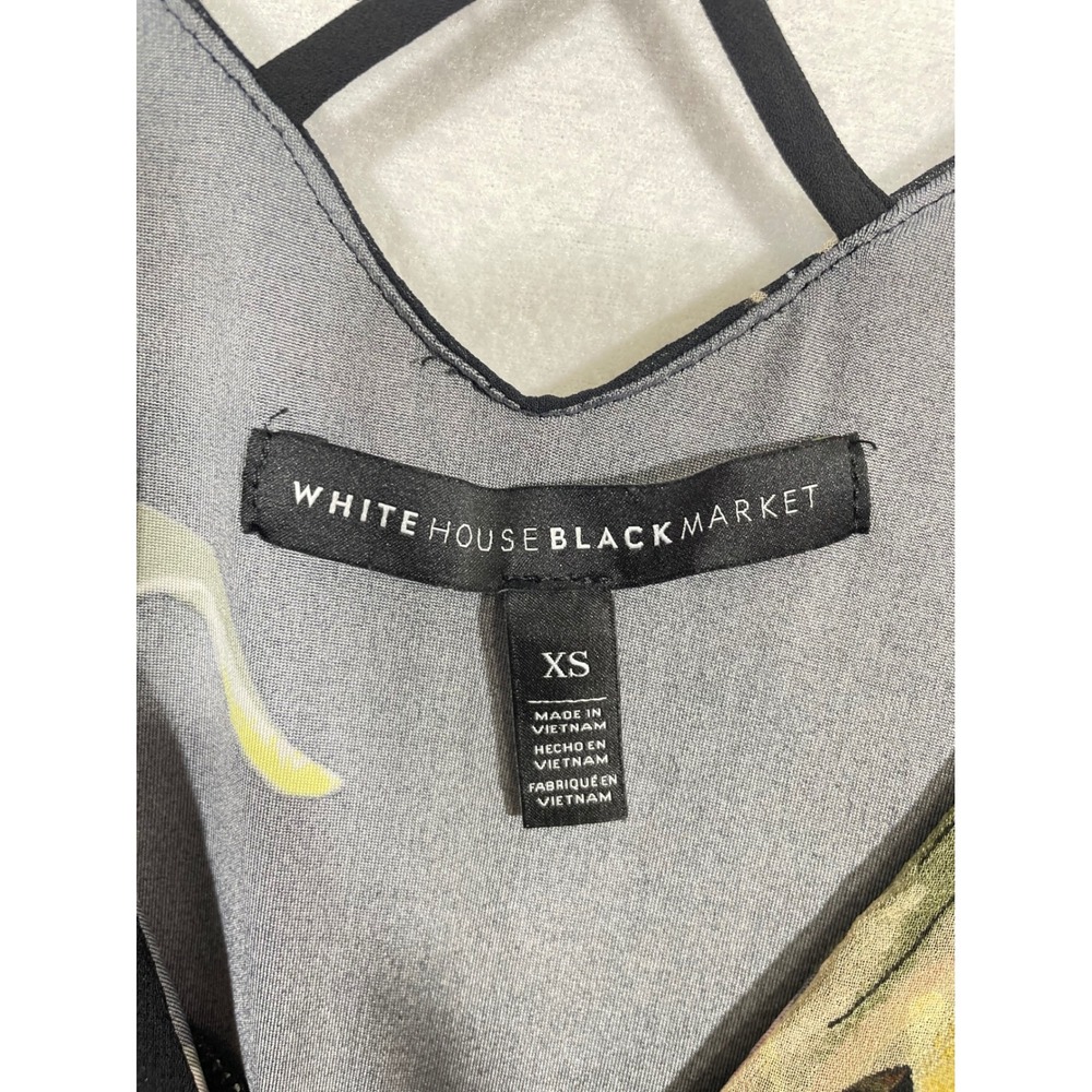 White House Black Market‎ Cami Women XS Black Floral Tiered Ruffle Strappy Back - Picture 2 of 7